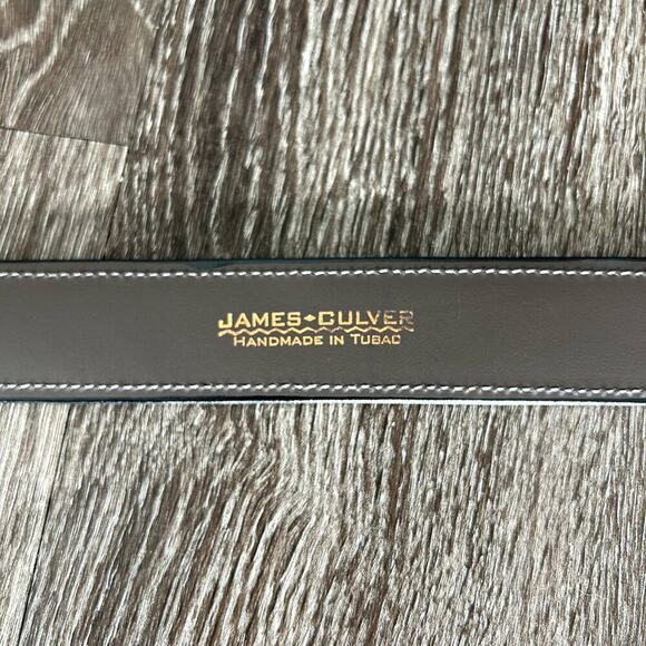 James Culver Handmade Leather Belt Brown Exotic Silver Tone Western Vintage main image 11